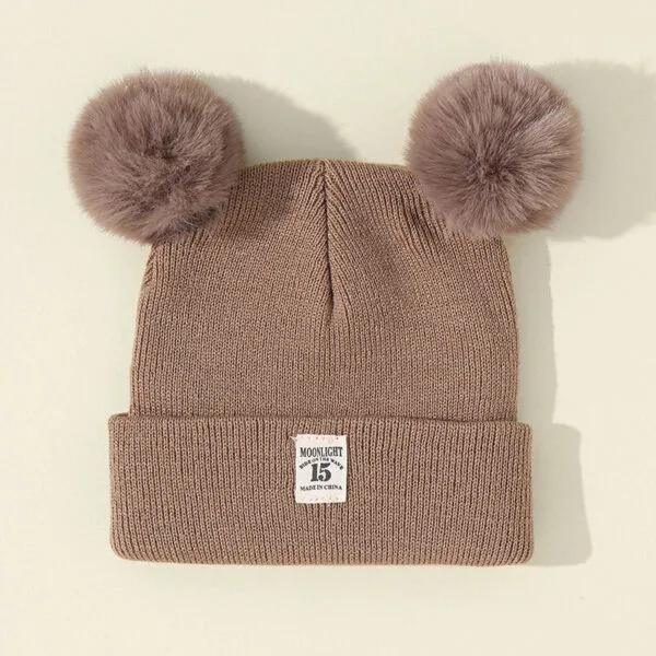 Warm Knitted Baby Beanie with Pom