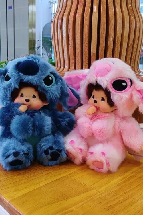 20CM Disney Seated Stitch & Monchhichi Plush – Kawaii Toy