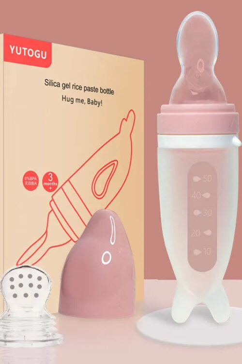 Dolphin Silicone Baby Feeding Bottle with Rice Cereal Spoon