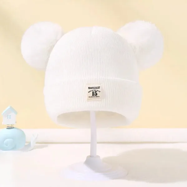 Warm Knitted Baby Beanie with Pom