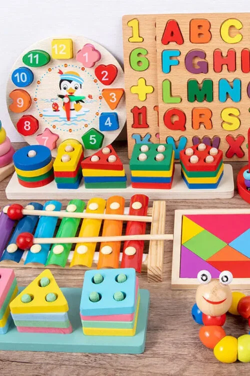 Montessori Wooden Puzzle Games for Babies 1-3 Years