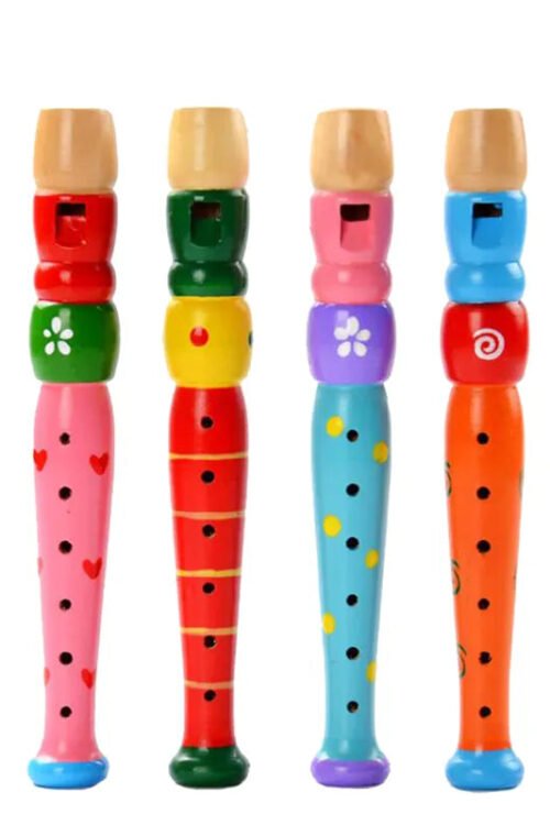 Colorful Wooden Flute & Trumpet Set – Kids’ Educational Music Toy