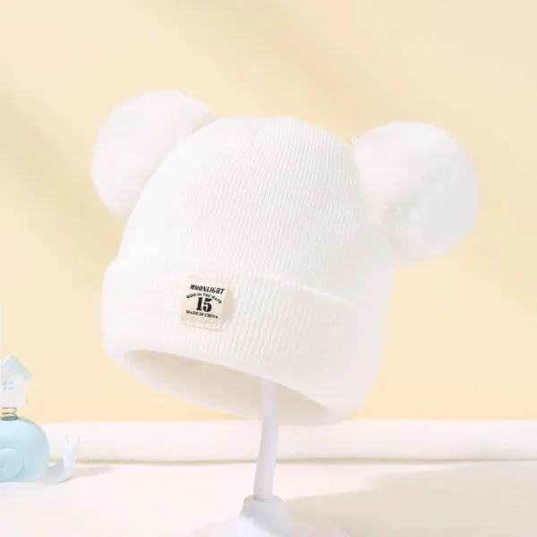Warm Knitted Baby Beanie with Pom