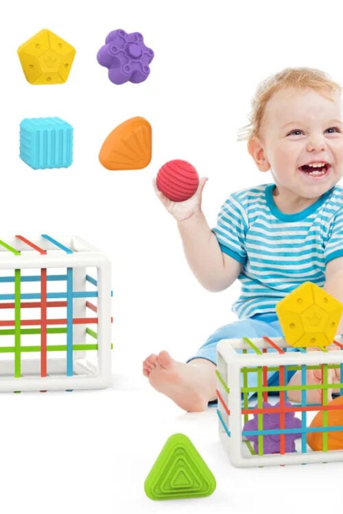 Colorful Shape Blocks: Montessori Motor Skill Toy