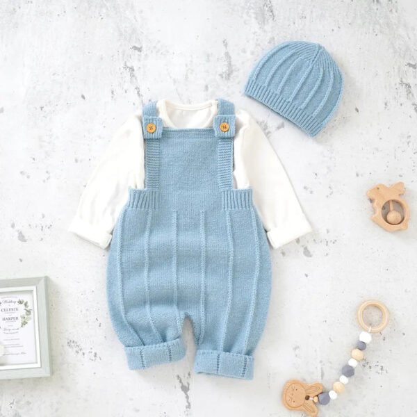 Sleeveless Knitted Romper & Hat Set