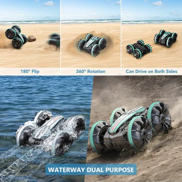 Amphibious Stunt RC Car, Double-Sided Flip, Outdoor Toy for Boys Success