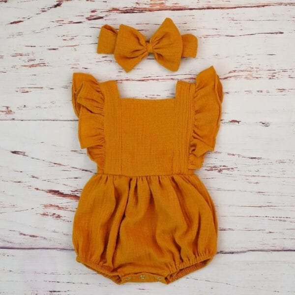 Organic Cotton Ruffle Romper & Headband