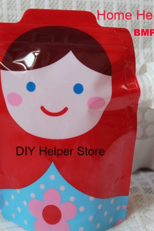 Reusable cute squeeze packaging bags with zip lock Kids feeding pouches