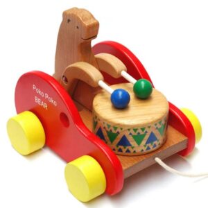 Drum Bear Wooden Pull Toy